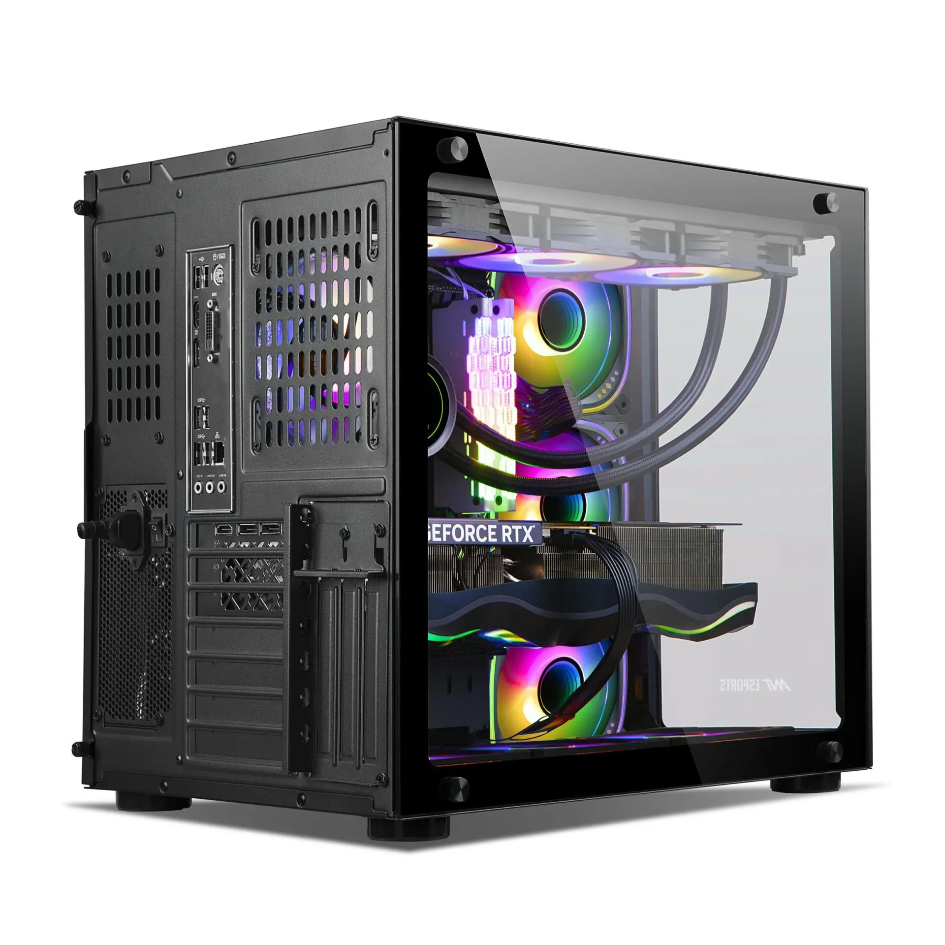 Ant Esports Gaming Cabinet Crystal ARGB Dual Chamber Black view 4